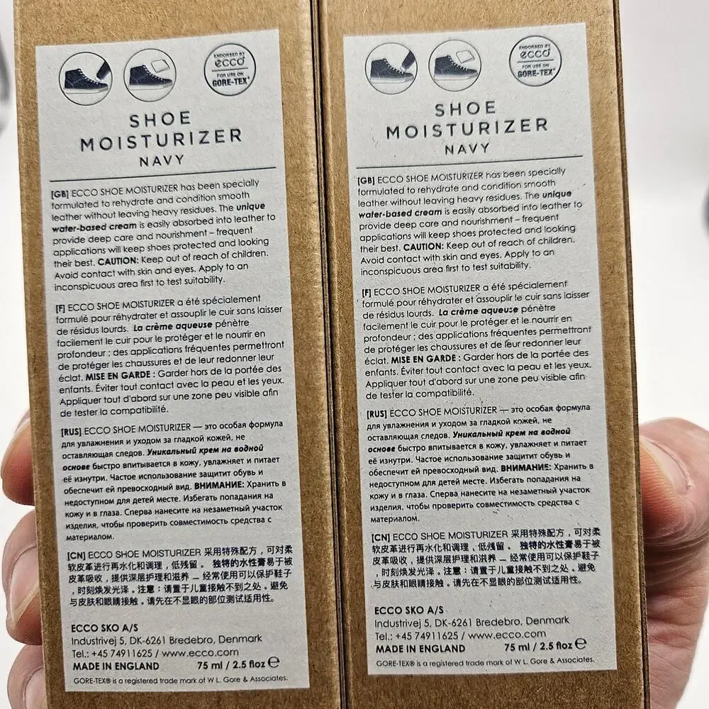 LOT OF 2 - ECCO SHOE MOISTURIZER SMOOTH LEATHER CARE CREAM NAVY